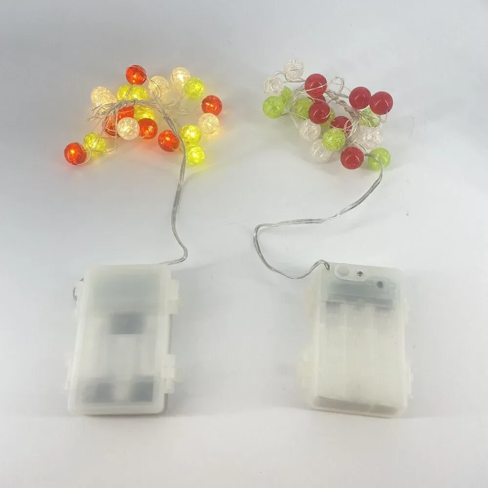 Set of 2 Pier 1 Multi Color Sphere Glimmer Strings Flexible LED Lights 10ft